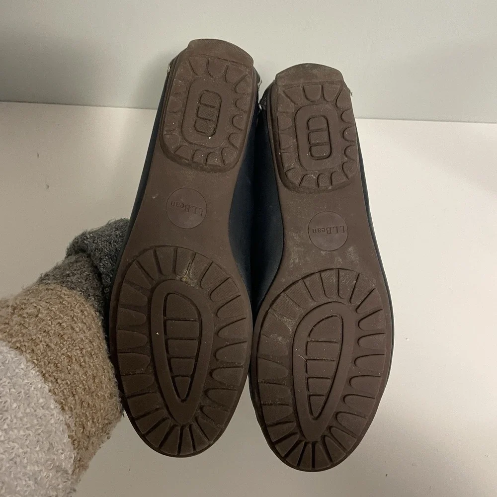 L.L..Bean Women's Sz8.5M‎ Classic Navy Loafers Driving Moccasins Leather Buckles